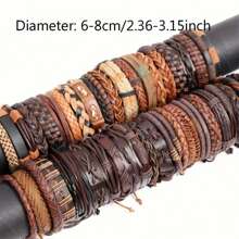 6/10 Pcs Vintage Minimalist Men's Leather Bracelets Handmade Woven Multi-Layer Leather Bracelets Bracelets Bangles Bracelets Coffee Vintage Minimalist Tree Of Life Bracelets Metallic Multi-Layer Faux Leather Bracelets Men's Bracelets And Bangles Men's Arm Jewellery - Mixed - View 5