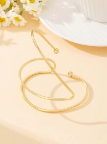 1pc Minimalist Exaggerated Geometric Bangle For Women - Yellow Gold - View 5