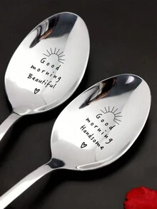 1pc Spoon Gift Lettering Halloween Gift For Friends Funny Spoon Coffee Spoon Ice Cream Spoon Tableware. - Multicolor - View 4