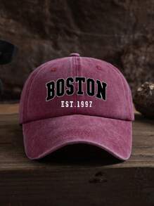 1件中性戶外休閒時尚 BOSTON 字母印花個性化熱門四季可調尺寸棒球帽 - 水洗棒球帽 - 查看 19