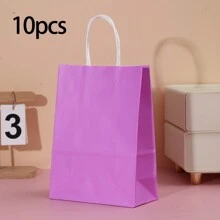 10 个白色牛皮纸购物袋，时尚包装解决方案，礼品包装，可重复使用购物袋，派对装饰，工艺项目袋 - 适用于小型企业，烘焙礼品，纪念品和婚礼装饰，圣诞节 - 10件白色手提牛皮紙袋 - 查看 10