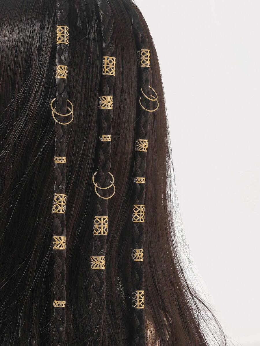 80pcs Gold Metal Braided Hair Rings For Women, Daily Use Boho, Head Accessories, Hair Accessories For Women