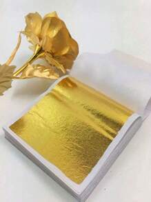 Feuilles d'or comestibles carrées de 100 pièces (pour la décoration uniquement), décoration de gâteau/dessert DIY, adaptées à la décoration d'anniversaire, de mariage et de fête, outils de décoration de gâteaux, décoration de coiffure de mariée