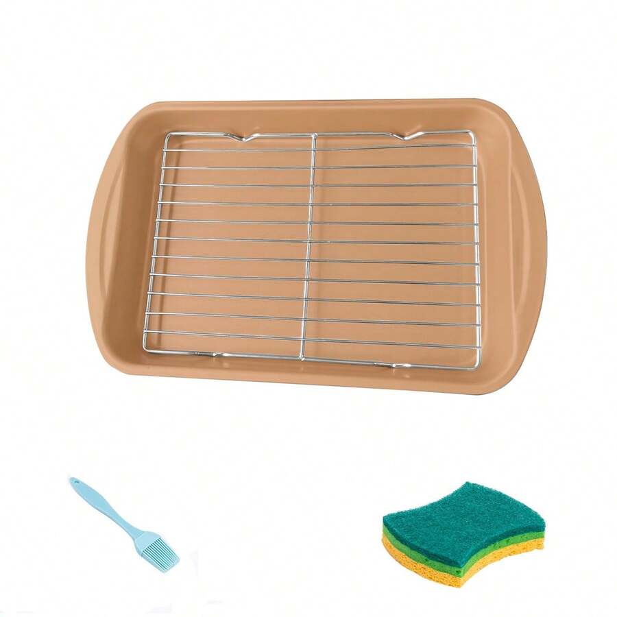 15 Inch Baking Sheet With Rack, Baking Pan Tray, Large NonStick Cookie