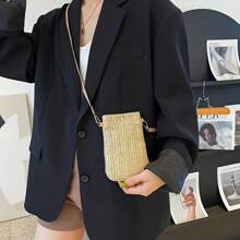 1 条带口袋的手机带、夹式和钱包式斜挎手机带、美观、舒适、可调节、夏季沙滩包、多功能单肩斜挎包、编织直立手机包、编织零钱包。 - 彩色 - 查看 4