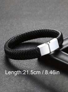 男士编织仿皮绳手链，经典朋克风PU皮手链，多功能男士手链 - 彩色 - 查看 2