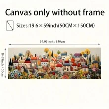 1 pièce Affiche sur canevas, Impression artistique sur canevas de ville de conte de fées - Décoration murale de style crème moderne pour salon, chambre à coucher, bureau à domicile - Peinture horizontale sans cadre Tableau mural Décoration à domicile