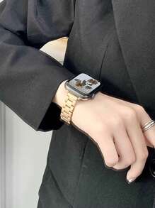 2件套玫瑰金兼容苹果手表表带及保护壳，14毫米窄款女士款式，可拆卸不锈钢表带+柔软TPU保护壳（含屏幕保护膜） - 玫瑰金 - 查看 6