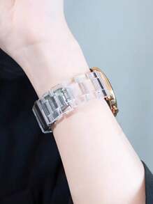 1pc Galaxy Watchband Transparent Resin Ice Band 20mm22mm Silver Clasp Compatible With Samsung 40/42/43/44/45/46/47mm And Compatible With Samsung Galaxy Watch 7/6/5/4 Pro/4/Galaxy Watch 6 Classic SamsungGalaxy Watch Fibit Galaxy Watch Strap In Smart Watch Band Women And Men Breathable And Cold Strap In Summer - Clear - View 6