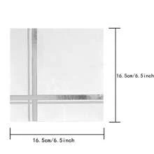 20 件白色和金色铝箔双层鸡尾酒餐巾 6.5 英寸一次性派对午餐餐巾客人手巾装饰纸饮料餐巾适用于生日装饰结婚周年纪念毕业圣诞派对礼物（白色和银色），圣诞节 - 彩色 - 查看 8
