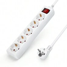 Aigostar Regleta alargador de 5 enchufes con cable de 1,5 metros e interruptor. Color Blanco - Enchufe EU Tipo F(220-240V) - Ver 7