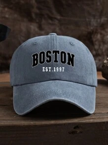1件中性戶外休閒時尚 BOSTON 字母印花個性化熱門四季可調尺寸棒球帽 - 水洗棒球帽 - 查看 13