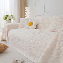 Plush Jacquard Cartoon Animal Pattern Sofa Blanket Coverlet Couch Cover Furniture Decorative Fabric, Pet Friendly