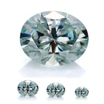 1 件优质椭圆形莫桑石，海蓝色，VVS 净度，合成碳硅，珠宝戒指主石