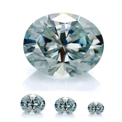 1pc Premium Oval Moissanite Stone, Sea Blue, VVS Clarity, Synthetic Carbon Silicon, Jewelry Ring Main Stone