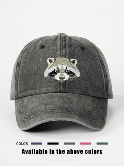 1 Stück besticktes Waschbären Baseball Cap, verstellbarer Outdoor Sonnenschutz Hut für Frühling, Herbst, Reise, Strand, Urlaub im Y2K Stil für junge Erwachsene