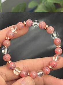 1 pieza/Pulsera de amor propio, pulsera de cuentas con piedras rosas y transparentes, regalo de joyería antiestrés para mujeres - Pulsera - Ver 5