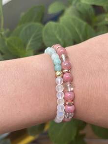 1 pieza/Pulsera de amor propio, pulsera de cuentas con piedras rosas y transparentes, regalo de joyería antiestrés para mujeres - Pulsera - Ver 6