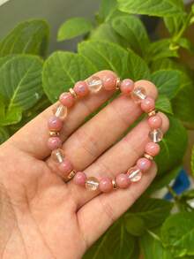 1 pieza/Pulsera de amor propio, pulsera de cuentas con piedras rosas y transparentes, regalo de joyería antiestrés para mujeres - Pulsera - Ver 3