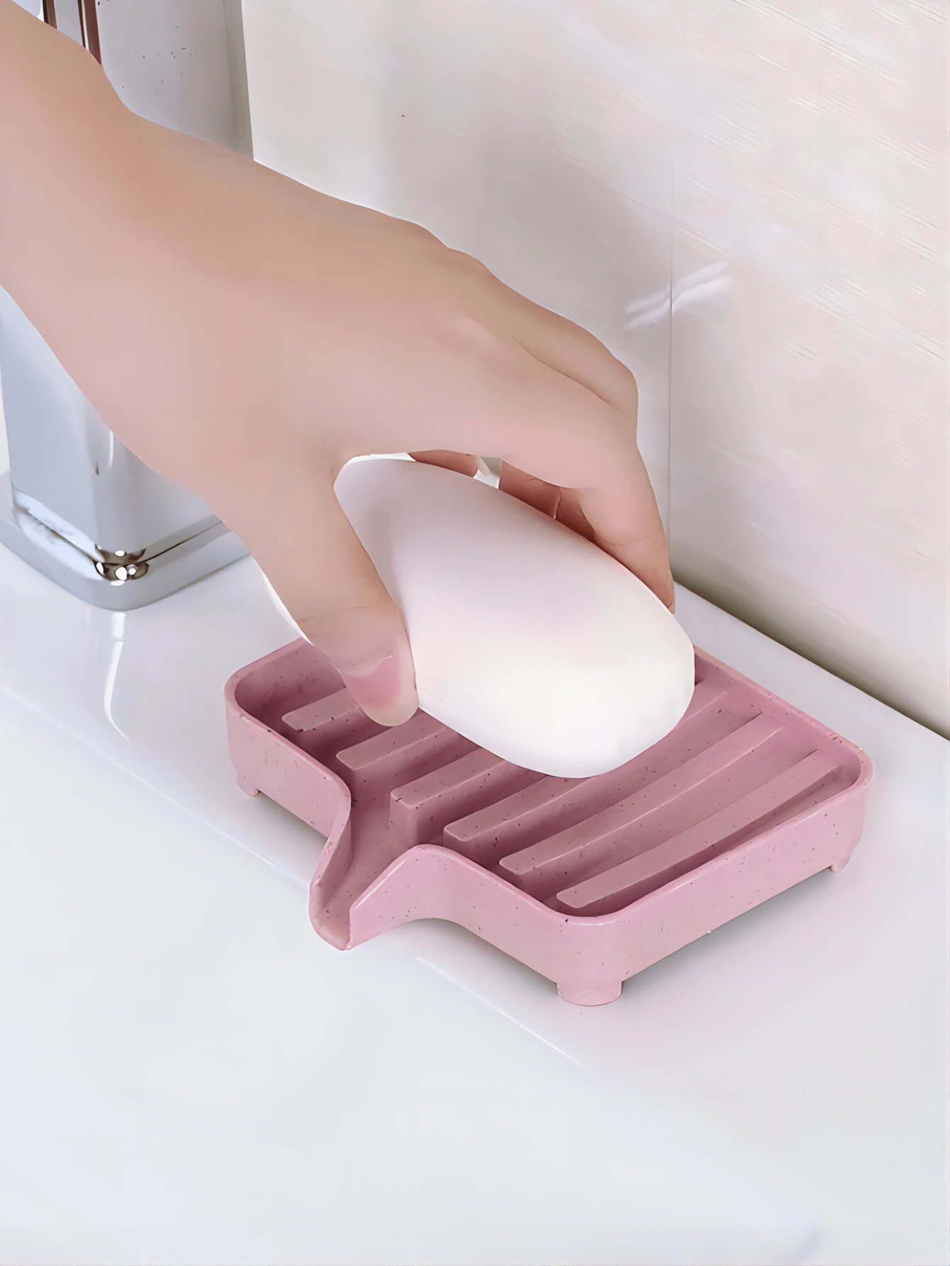 Đĩa đựng xà phòng thanh lịch, Khay đựng xà phòng thoát nước, Không dính, Khô nhanh, Làm bằng rơm lúa mì, Vệ sinh, Đơn giản nhưng tinh tế, Thiết kế nhiều rãnh cho nhà bếp và phòng tắm sạch sẽ hơn Trang trí phòng tắm gia đình - Nhiều màu - Xem 1