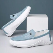 Men's Premium Casual Loafers, Boat Shoes, Slip-On, Soft, Comfortable, Breathable, Durable, Suitable For Office, Commuting, Business Casual, Driving, Moccasins, Outdoor, Spring/Summer - Blue and White - View 6