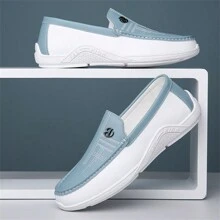 Men's Premium Casual Loafers, Boat Shoes, Slip-On, Soft, Comfortable, Breathable, Durable, Suitable For Office, Commuting, Business Casual, Driving, Moccasins, Outdoor, Spring/Summer - Blue and White - View 9