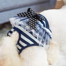 Cute Cartoon Pet Physiological Panties With Lace Trim & Bow, Multifunctional Dog Menstrual Hygiene Pants, Small Size