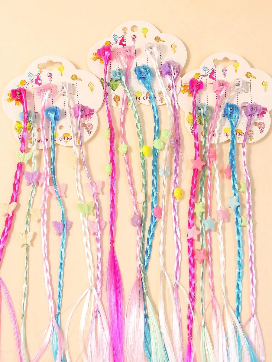6pcs/Set Kids Colorful Braids Hair Clips, Hair Accessories For Stage Performance