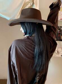 1 pezzo Cappello piatto alla moda retrò elegante carino casual da festa bohémien di colore solido per le donne, cappello in feltro di lana per autunno e inverno, adatto per uscite, feste e look da strada