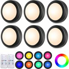 LED Puck Night Lights With Remote,16 Color LED Light Round Timer Dimmable Cabinet Light Puck Lamp For Stairs Home Decor - Multicolor - View 1