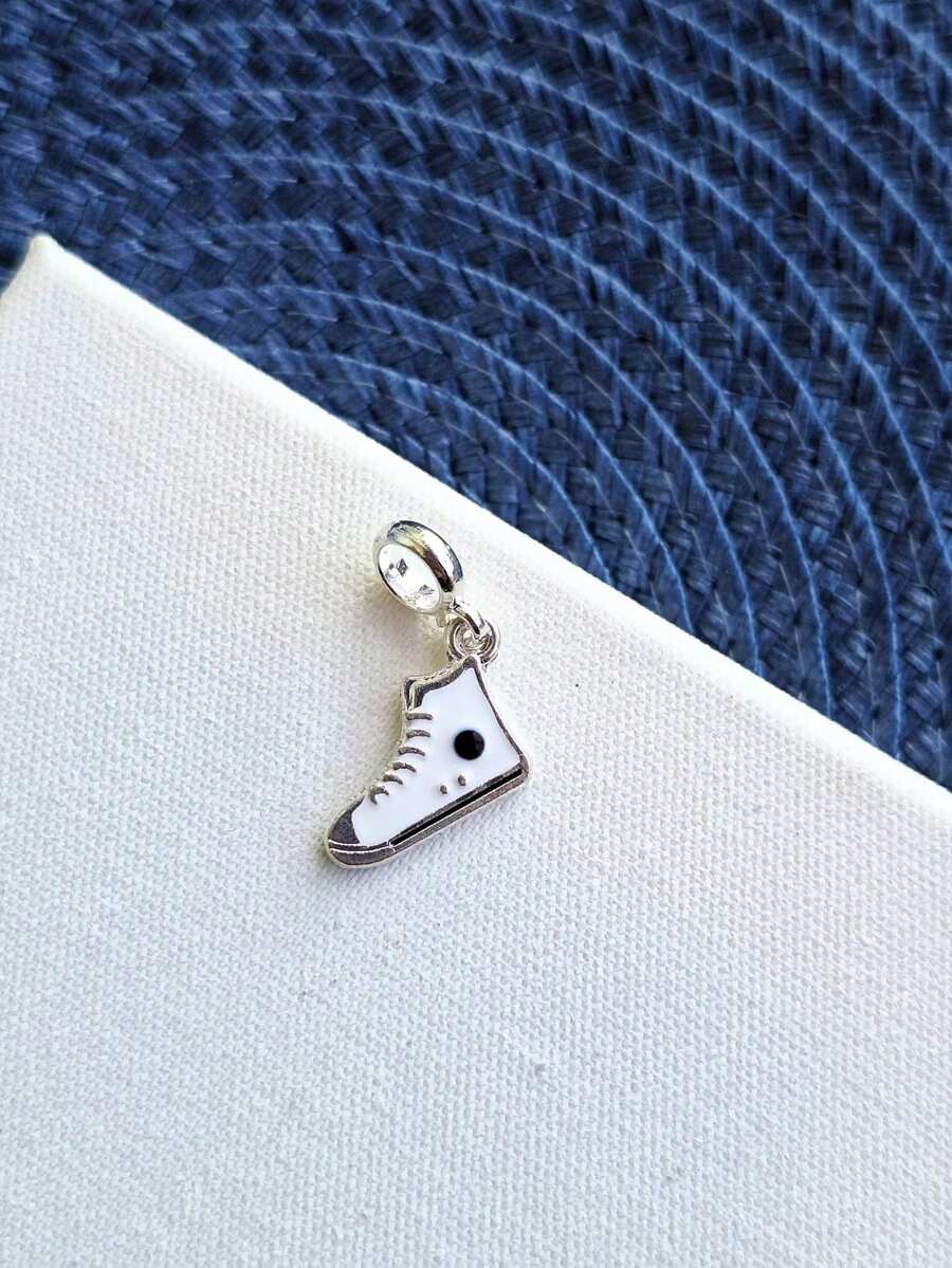925 Silver Plated White Sneakers Charm - Bạc - Xem 1