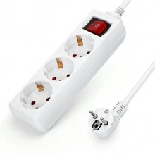 Aigostar Regleta alargador de 3 enchufes con cable de 5 metros e interruptor. Color Blanco - Enchufe EU Tipo F(220-240V) - Ver 2