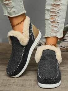 Sneaker slip-on piatte e soffici da donna, con fodera in pelliccia calda, scarpe invernali casual comode