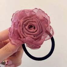 1 件手工制作的多色玫瑰花发圈，波西米亚雪纺仿花发饰，甜美可爱发带，适合女士和女士日常使用情人节马尾辫发圈发圈橡皮筋发圈发绳弹性发带 - 彩色 - 查看 8