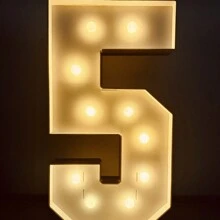 1Pc 73cm/28.7inch Light Up Digital Marquee Frame KT Board Number 0-9 Plug-In KT Board With Bracket LED Party Decorative Light For Birthday Party Anniversary Decoration,Christmas - White - View 3