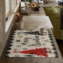 1 件圣诞印花咖啡吧垫、排水垫、硅胶咖啡机排水垫、软橡胶排水垫、防滑、超吸水且耐用的碗碟干燥垫，适用于台面、餐厅、厨房桌子、露台餐厅、家庭厨房装饰、圣诞桌面装饰