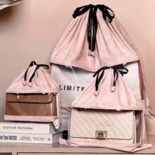 1 Pc Transparent Handbag Dust Cover Bags, Hanging Storage Holder For Wardrobe, Portable Dustproof Bag For Every Bag, Transparent Dustproof Storage Bag, Portable Organizer For Bags, Zipper Handbag For Closet,Clear Purse Storage Organizer For Closet, Large Capacity Waterproof Dustproof Bag Storage Bag Beach Bag Beach Essentials Beach Towel Organizer Beach Accessories Beach Stuff Holiday Bag Holiday Essentials For Summer For Vacation - Pink - View 3