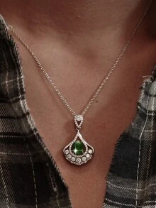 1 PC 925 Bạc Xanh Xòe Lông Công Hình Mặt Dây Chuyền Vòng Cổ, Thích Hợp Cho Các Bữa Tiệc Của Phụ Nữ, Tiệc, Ngày Hẹn hò, Ngày Lễ, Quà Tặng - lĩnh vực - Xem 7