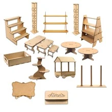 Divina Creacion Kit 16 Pzs Grandes Candy Bar Exhibidor Mesa de Dulces Fiestas Eventos MDF 3mm Resistentes - Marrón - Ver 3