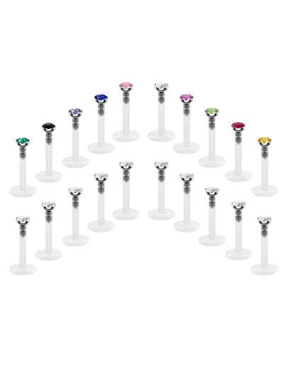 CIZME 20 件透明唇钉美杜莎穿孔耳钉珠宝扁平塑料后唇环固定器推入式 Bioflex 穿孔适用于梦露 Ashelry 耳屏螺旋 6 毫米 8 毫米 10 毫米 12 毫米工作用，透明耳环耳钉鼻针软骨耳环隐形塑料耳屏唇钉螺旋耳环穿孔固定器