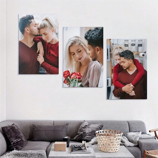 3-częściowy personalizowany plakat na płótnie bez ramki, spersonalizowany wydruk Twoich zdjęć, dekoracje ścienne, zdjęcie pary, idealny prezent na ślub, rocznicę, walentynki, noworoczny wystrój domu, ozdobny, wykwintny, nowoczesny, zamawiany na zamówienie, spersonalizowany, wyjątkowy, idealny prezent dla niego i dla niej, rocznice, Walentynki, Dzień Matki, urodziny, Dzień Dziecka, Dzień Ojca, ukończenie szkoły, wesela, parapetówkę, jadalnię, salon, sypialnię, biuro, herbaciarnię, dom, wystrój na Walentynki, slow summer living
