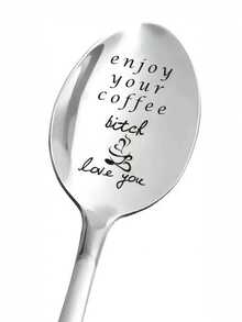 1pc Spoon Gift Lettering Halloween Gift For Friends Funny Spoon Coffee Spoon Ice Cream Spoon Tableware. - Multicolor - View 19