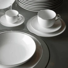 Luxury Porcelain Dessert Plate With Silver Edge 19cm Legacy Silver Mesa Posta - 白色 - 查看 2