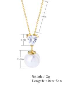 1pc S925 Sterling Silver Heart Shaped Necklace, With Zirconia And Pearl, Perfect For Wedding Or Simple Daily Wear, Silver Jewelry With Unique Design And Light Luxury INS