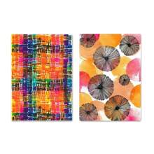 2 Stücke abstrakte Farbverlauf Punkt Form Blume Blätter Leinwand Malerei, nordische Poster und Drucke Wandbilder für Wohnzimmer Dekoration ohne Rahmen