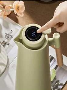 Bottle With Digital Thermometer Hot And Cold Coffee 1 Liter Wooden Handle - 彩色 - 查看 7