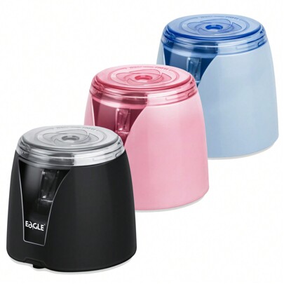 Eagle Battery Operated Electric Pencil Sharpener, Fast Sharpen, Portable Pencil Sharpener For 6-8 Mm Colored Pencils, Black/Pink/Blue Are Available Back To School