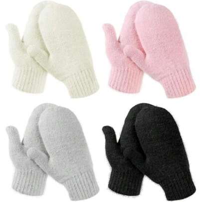 1Pair Winter Warm Mittens For Women, Knitted Gloves Warm Fleece Soft Cold Weather Accessories Gifts For Women Ladies Christmas And Thanksgiving Gifts For Family