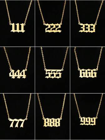 1pc Minimalist 111-999 Angel Lucky Number Pendant Necklace With Card, Suitable For Daily Wear And Gift