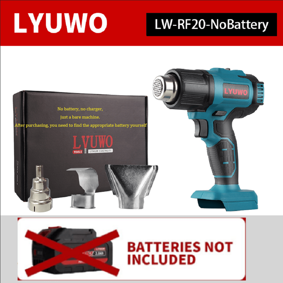LYUWO Electric Tool Hot Air Gun, Small Film Sticking And Baking Gun, High-Power Electronic Maintenance, Heat Shrink Film Blower, Industrial Grade Drying Gun, Lithium Battery Hot Air Gun, 5-Second Fast Heating, 2-Speed Speed Regulation, Convenient To Use,Please Note That There Is Only One Machine, And The Battery And Charger Are Not Included